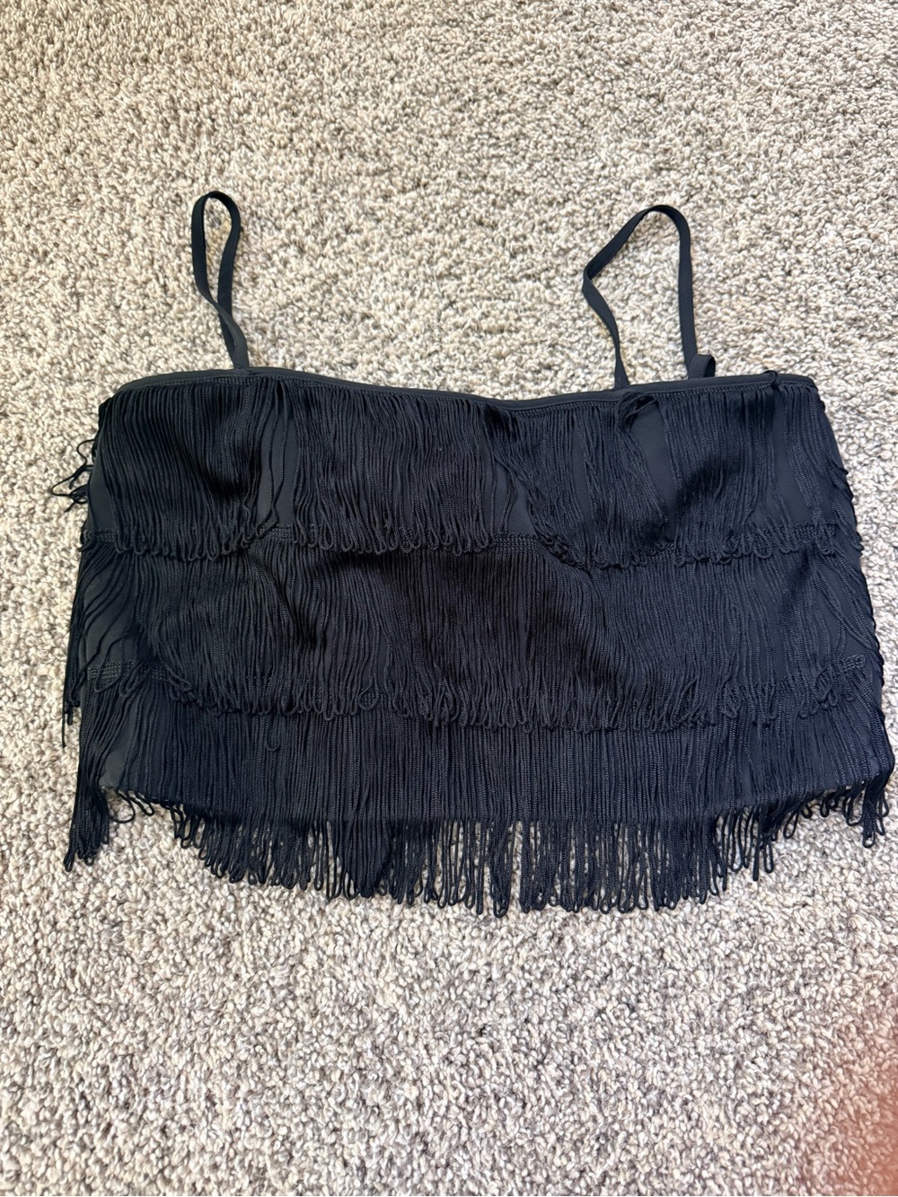 Altar’d State Black Fringe Spaghetti Strap Crop Top
